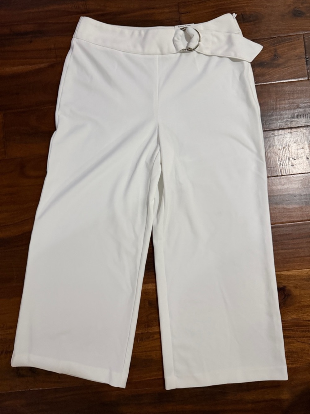 INC International Concepts White Wide-Leg Tie-Belt Pants